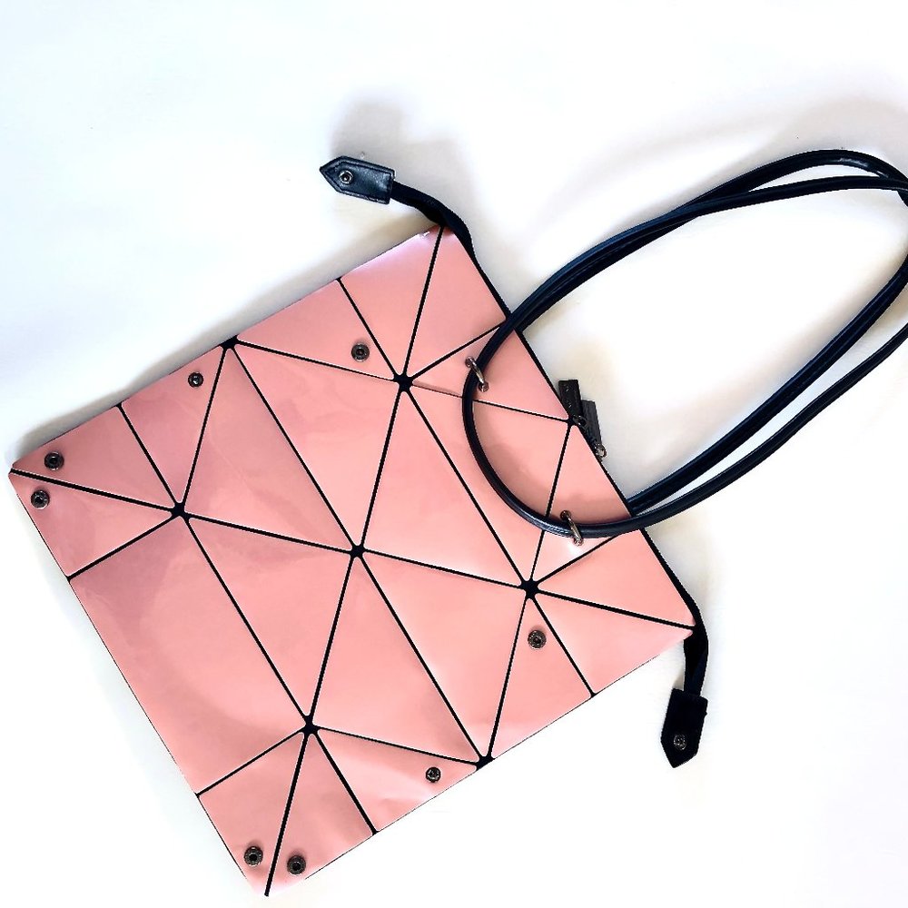 Glossy vinyl geometric convertible folding bag